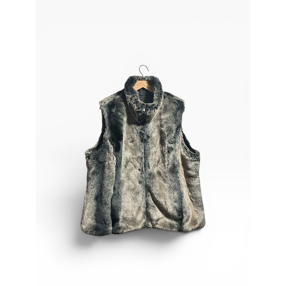 Kristen Blake Reversible Faux Fur Vest Womens XXL Ski-Trip Cabincore Cozy Jacket